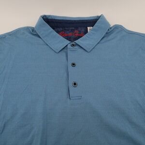 Robert Graham Mens 2XL Classic Fit Blue Textured Cotton Polo Shirt Short Sleeve